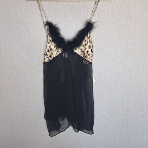 NWT 2 Piece Lingerie Set Size M/L Animal Print Playful Sleepwear Coquette
